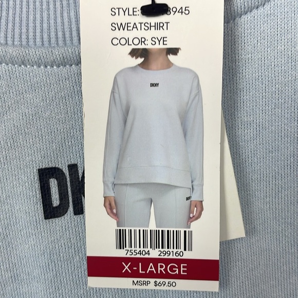 New DKNY Women’s Long Sleeve Crewneck SweatShirt SYE Blue Size XL - Picture 5 of 8